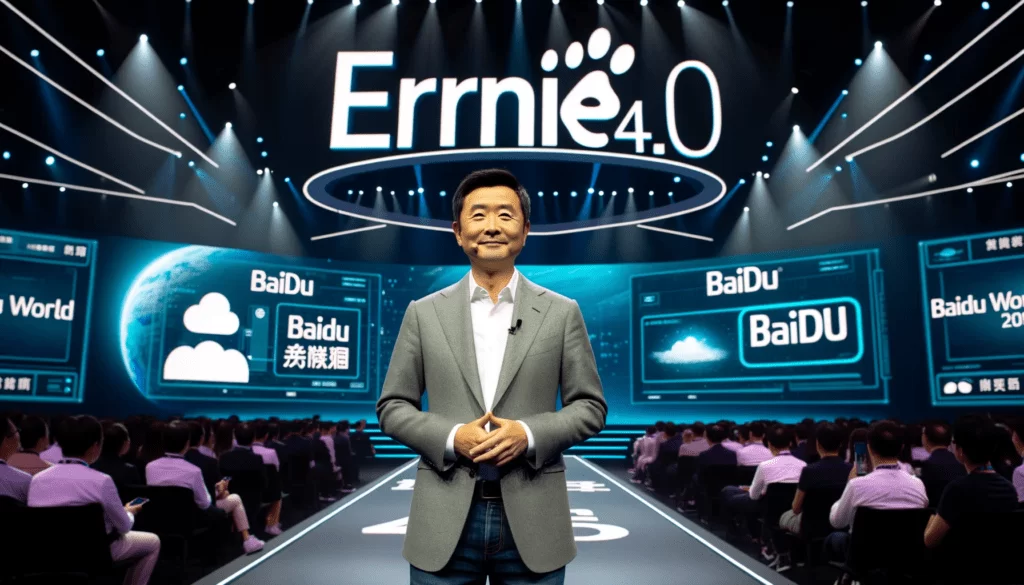Robin-Li-no-palco-da-conferencia-Baidu-World-2023-apresentando-o-ERNIE-4.0